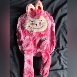 Plush Pink Labubu Backpack for Kids
